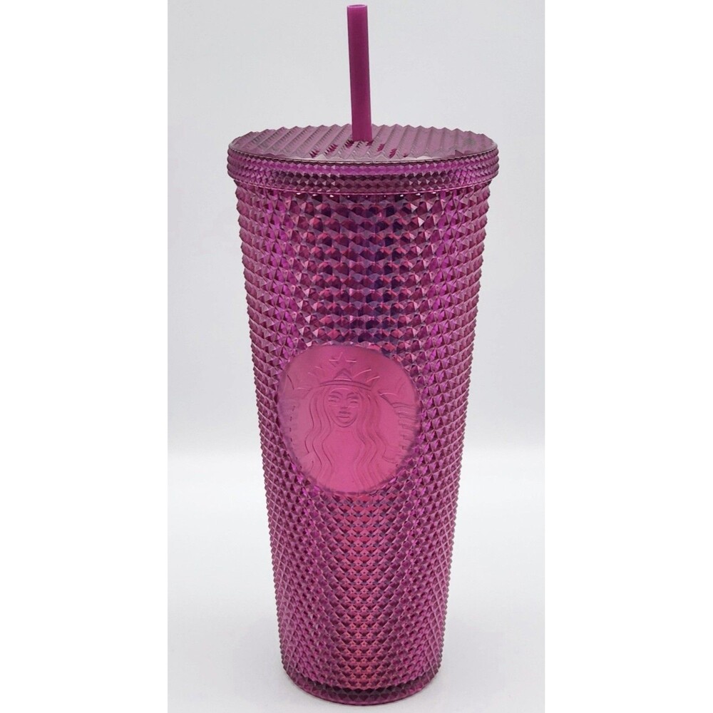 Starbucks 2022 Holiday Sangria Berry Pink Studded Bling Tumbler 24oz Venti Matte - Picture 2 of 8